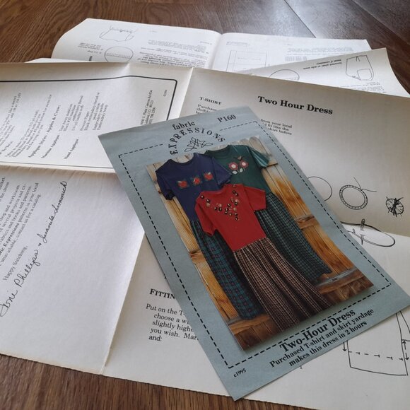 Vintage 90s Two Hour Dress Sewing Pattern Apple Crow Applique T-Shirt Repurpose - Picture 9 of 10